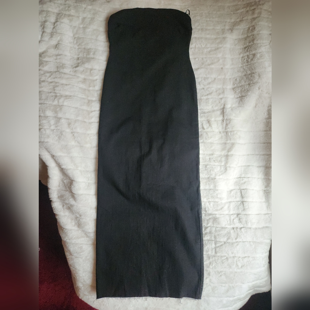 ZARA STRAPLESS FITTED DENIM DRESS FRAYED BLack BNWT - Picture 15 of 16